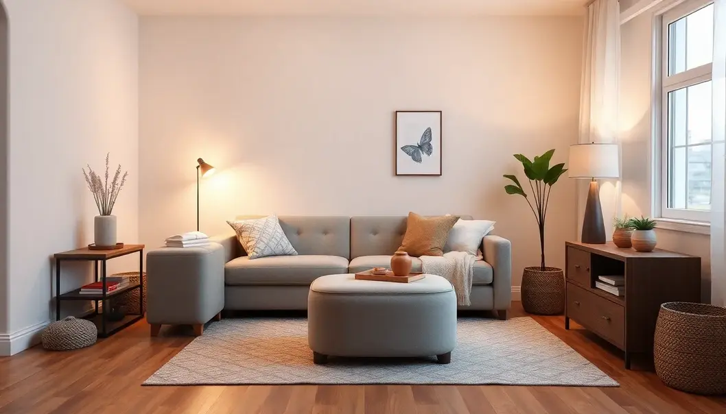 Creating Cozy Corners: Small Space Interior Design for Newlyweds A cozy space with dual-purpose furniture for maximized utility and comfort.