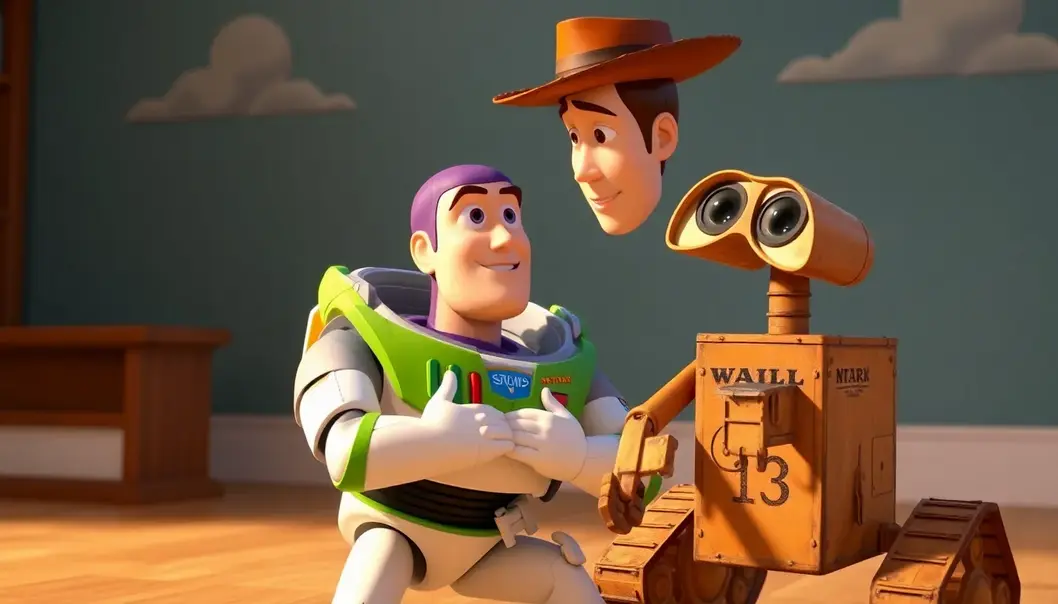 Disney vs Pixar: A Tale of Two Animation Titans Disney characters in a whimsical, enchanting setting.