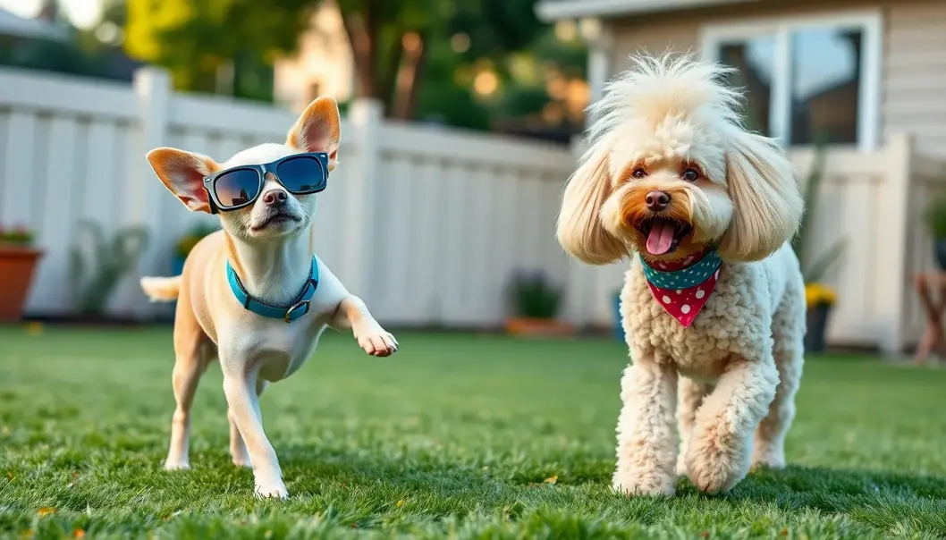 A Chihuahua and a Poodle displaying their hilariously unique personalities.
